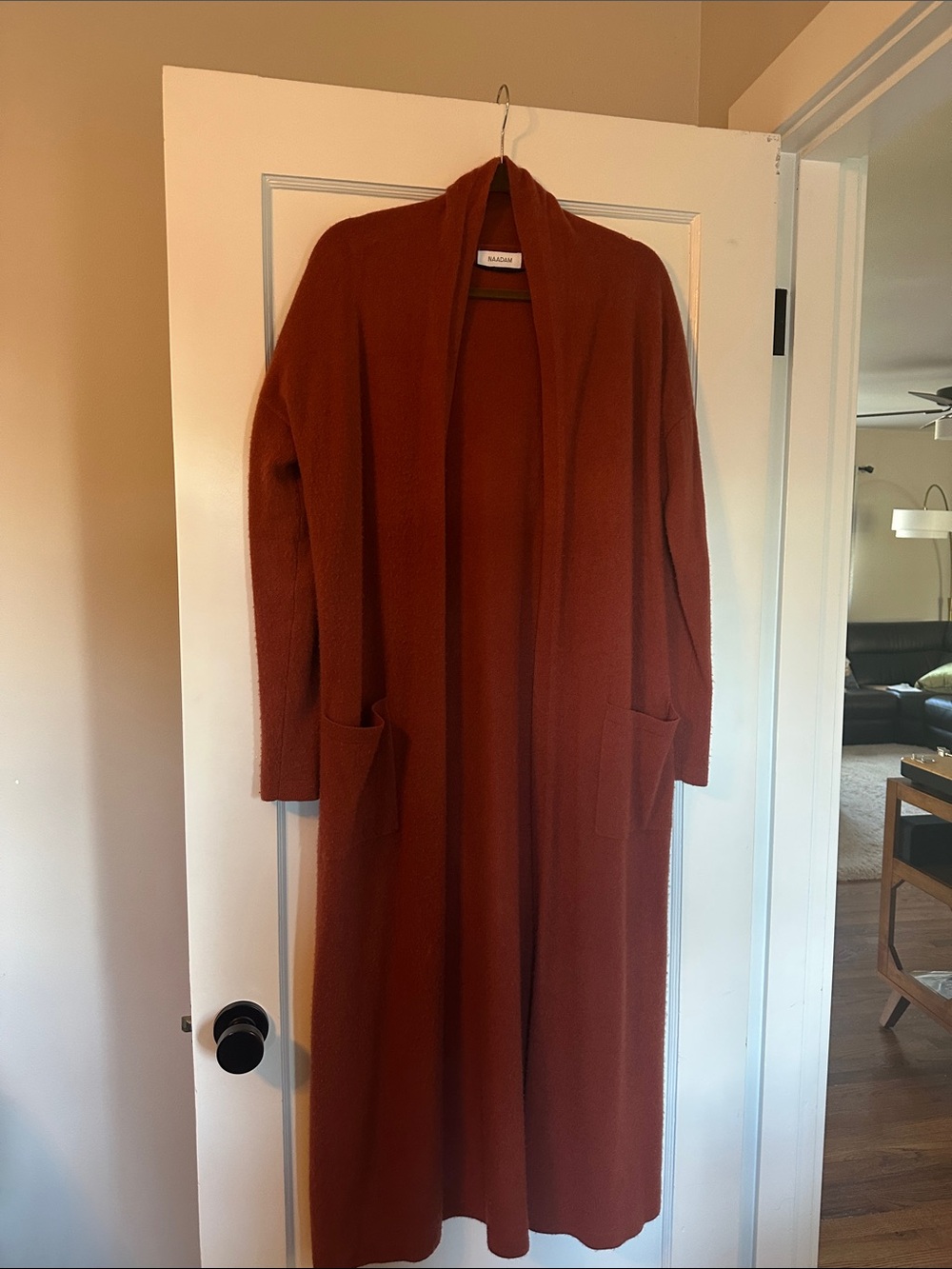 NAADAM Long Open-Front Cardigan - Rust